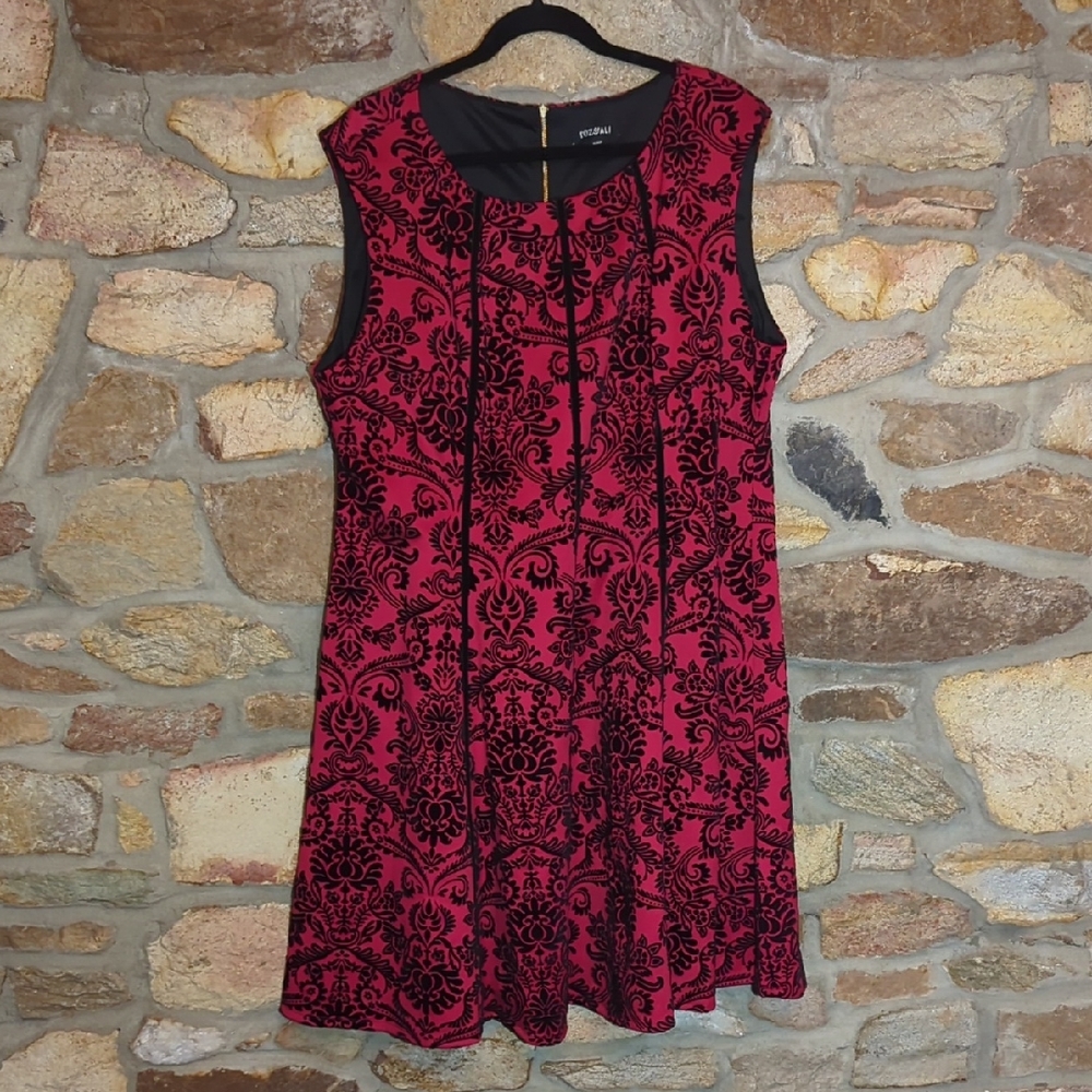 Roz & Ali Black and Red Floral A-line Dress
